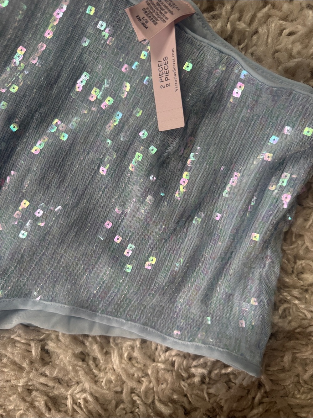 Victoria's Secret NWT Silver Blue Gray Sequin  Bralette & Brief Set/Rave wear - Picture 3 of 4